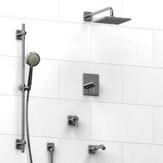 Riobel KIT1343PATQ Type TP thermostaticpressure balance 0.5 coaxial system with hand shower rail shower head tub spout and 3-...