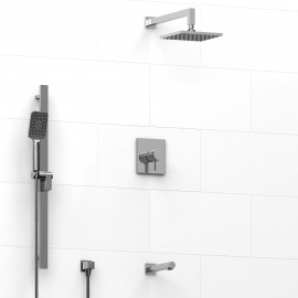 Riobel Paradox TKIT1345PXTQ Type TP thermostaticpressure balance 0.5 coaxial 3-way system with hand shower rail shower head and 