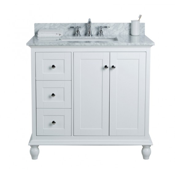 Virta 36 Inch Yasmine Floor Mount Single Sink Vanity - With Left Hand Drawers