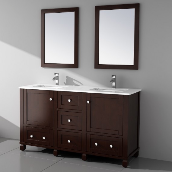 Virta 60 Inch HAMPTON Solid Wood Floor Mount Vanity