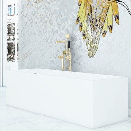 Virta Cantata Freestanding Stone 67" Bathtub