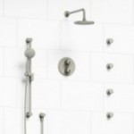 Riobel KIT446CSTM Type TP thermostaticpressure balance double coaxial system with hand shower rail 4 body jets and shower head