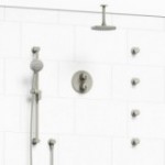 Riobel KIT446CSTM Type TP thermostaticpressure balance double coaxial system with hand shower rail 4 body jets and shower head