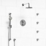 Riobel KIT446CSTM Type TP thermostaticpressure balance double coaxial system with hand shower rail 4 body jets and shower head