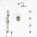 Riobel Edge KIT446EDTM Type TP thermostaticpressure balance double coaxial system with hand shower rail 4 body jets and shower h