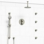 Riobel Edge KIT446EDTM Type TP thermostaticpressure balance double coaxial system with hand shower rail 4 body jets and shower h