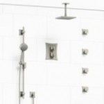 Riobel Eiffel KIT446EF Type TP thermostaticpressure balance double coaxial system with hand shower rail 4 body jets and shower h