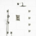 Riobel Eiffel KIT446EF Type TP thermostaticpressure balance double coaxial system with hand shower rail 4 body jets and shower h