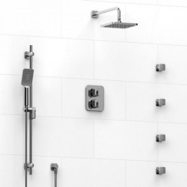 Riobel Equinox KIT446EQ Type TP thermostaticpressure balance double coaxial system with hand shower rail 4 body jets and shower 