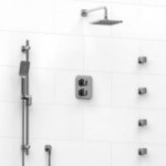 Riobel Equinox KIT446EQ Type TP thermostaticpressure balance double coaxial system with hand shower rail 4 body jets and shower 