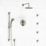 Riobel Georgian KIT446GN Type TP thermostaticpressure balance double coaxial system with hand shower rail 4 body jets and shower