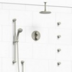 Riobel Georgian KIT446GN Type TP thermostaticpressure balance double coaxial system with hand shower rail 4 body jets and shower