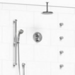 Riobel Georgian KIT446GN Type TP thermostaticpressure balance double coaxial system with hand shower rail 4 body jets and shower