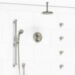 Riobel Georgian KIT446GN Type TP thermostaticpressure balance double coaxial system with hand shower rail 4 body jets and shower