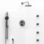 Riobel Paradox KIT446PXTM Type TP thermostaticpressure balance double coaxial system with hand shower rail 4 body jets and showe