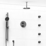 Riobel Paradox KIT446PXTM Type TP thermostaticpressure balance double coaxial system with hand shower rail 4 body jets and showe