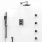 Riobel Paradox KIT446PXTQ Type TP thermostaticpressure balance double coaxial system with hand shower rail 4 body jets and showe