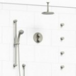 Riobel KIT446RT Type TP thermostaticpressure balance double coaxial system with hand shower rail 4 body jets and shower head