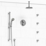 Riobel KIT446RT Type TP thermostaticpressure balance double coaxial system with hand shower rail 4 body jets and shower head