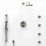 Riobel Riu KIT446RUTM Type TP thermostaticpressure balance double coaxial system with hand shower rail 4 body jets and shower he