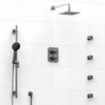 Riobel Salome KIT446SA Type TP thermostaticpressure balance double coaxial system with hand shower rail 4 body jets and shower h