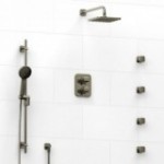 Riobel Salome KIT446SA Type TP thermostaticpressure balance double coaxial system with hand shower rail 4 body jets and shower h