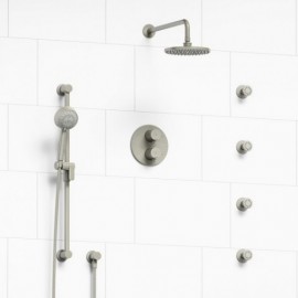 Riobel Sylla KIT446SYTM Type TP thermostaticpressure balance double coaxial system with hand shower rail 4 body jets and shower 