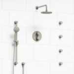 Riobel Sylla KIT446SYTM Type TP thermostaticpressure balance double coaxial system with hand shower rail 4 body jets and shower 