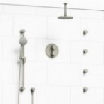 Riobel Sylla KIT446SYTM Type TP thermostaticpressure balance double coaxial system with hand shower rail 4 body jets and shower 