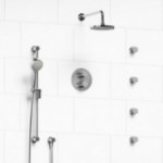 Riobel Sylla KIT446SYTM Type TP thermostaticpressure balance double coaxial system with hand shower rail 4 body jets and shower 