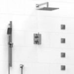 Riobel Paradox KIT483PXTQ Type TP thermostaticpressure balance 0.75 double coaxial system with hand shower rail 4 body jets and 