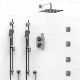 Riobel Equinox KIT783EQ Type TP thermostaticpressure balance 0.75 double coaxial system with 2 hand shower rails 4 body jets and