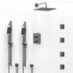 Riobel Profile KIT783PFTQ Type TP thermostaticpressure balance 0.75 double coaxial system with 2 hand shower rails 4 body jets a