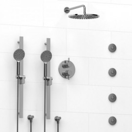 Riobel Paradox KIT783PXTM Type TP thermostaticpressure balance 0.75 double coaxial system with 2 hand shower rails 4 body jets a