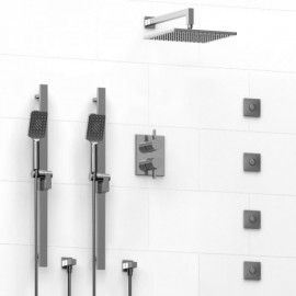 Riobel Paradox KIT783PXTQ Type TP thermostaticpressure balance 0.75 double coaxial system with 2 hand shower rails 4 body jets a