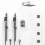 Riobel Paradox KIT783PXTQ Type TP thermostaticpressure balance 0.75 double coaxial system with 2 hand shower rails 4 body jets a