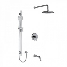 Riobel Momenti KIT1345MMRDL Type T/P 1/2 inch coaxial 3-way system with hand shower rail, shower head and spout