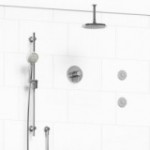 Riobel Momenti KIT3545MMRDL Type T/P 1/2 inch coaxial 3-way system, hand shower rail, elbow supply, shower head and 2 body jets