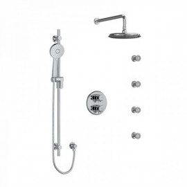 Riobel Momenti KIT446MMRDJ Type T/P double coaxial system with hand shower rail, 4 body jets and shower head
