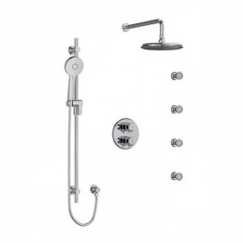 Riobel Momenti KIT446MMRDL Type T/P double coaxial system with hand shower rail, 4 body jets and shower head