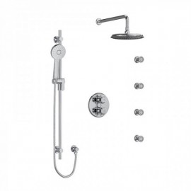 Riobel Momenti KIT446MMRDX Type T/P double coaxial system with hand shower rail, 4 body jets and shower head