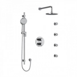 Riobel Pallace KIT446PATM Type T/P double coaxial system with hand shower rail, 4 body jets and shower head
