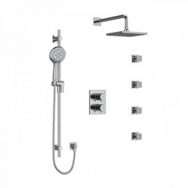 Riobel Pallace KIT446PATQ Type T/P double coaxial system with hand shower rail, 4 body jets and shower head