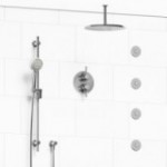 Riobel Momenti KIT483MMRDJ Type T/P 3/4 inch double coaxial system with hand shower rail, 4 body jets and shower head