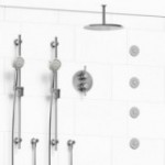 Riobel Momenti KIT783MMRDJ Type T/P 3/4 inch double coaxial system with 2 hand shower rails, 4 body jets and shower head