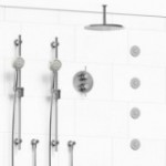 Riobel Momenti KIT783MMRDL Type T/P 3/4 inch double coaxial system with 2 hand shower rails, 4 body jets and shower head