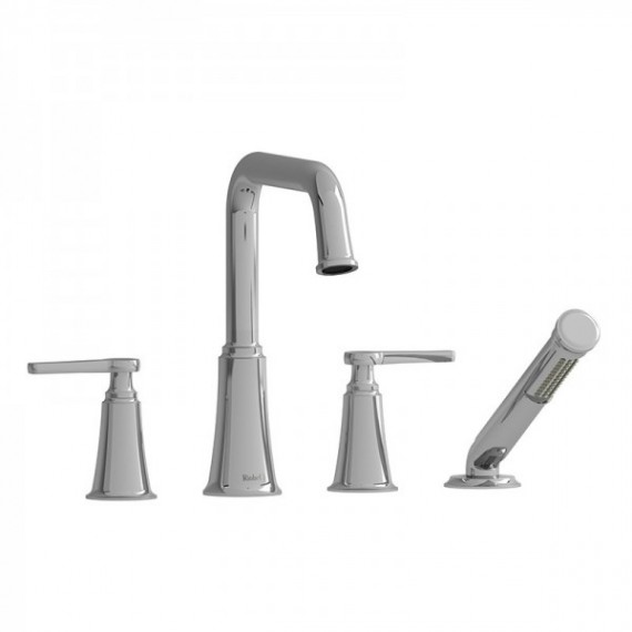 Riobel Momenti MMSQ12J 4-piece deck-mount tub filler with hand shower