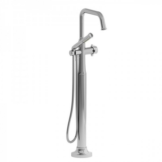 Riobel Momenti MMSQ39X 2-way Type T (thermostatic) coaxial floor-mount tub filler with hand shower