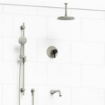 Riobel Momenti KIT1345MMRDJ Type T/P 1/2 inch coaxial 3-way system with hand shower rail, shower head and spout