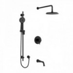 Riobel Momenti KIT1345MMRDL Type T/P 1/2 inch coaxial 3-way system with hand shower rail, shower head and spout